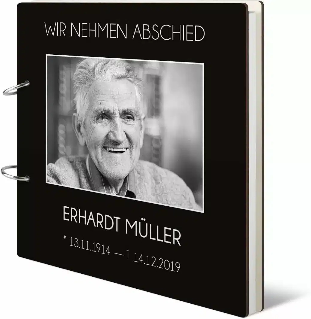 Kondolenzbuch individuell bedruckt 215x215mm inkl. 144 Naturpapier Innenseiten - Schlicht